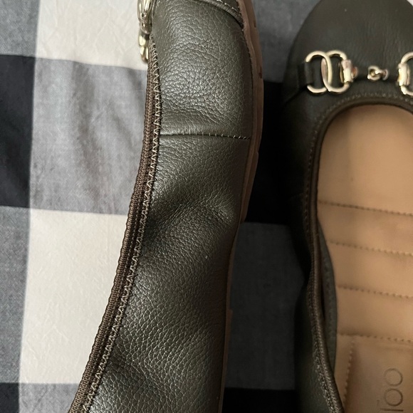 Leather baller flats - olive green - Picture 2 of 2